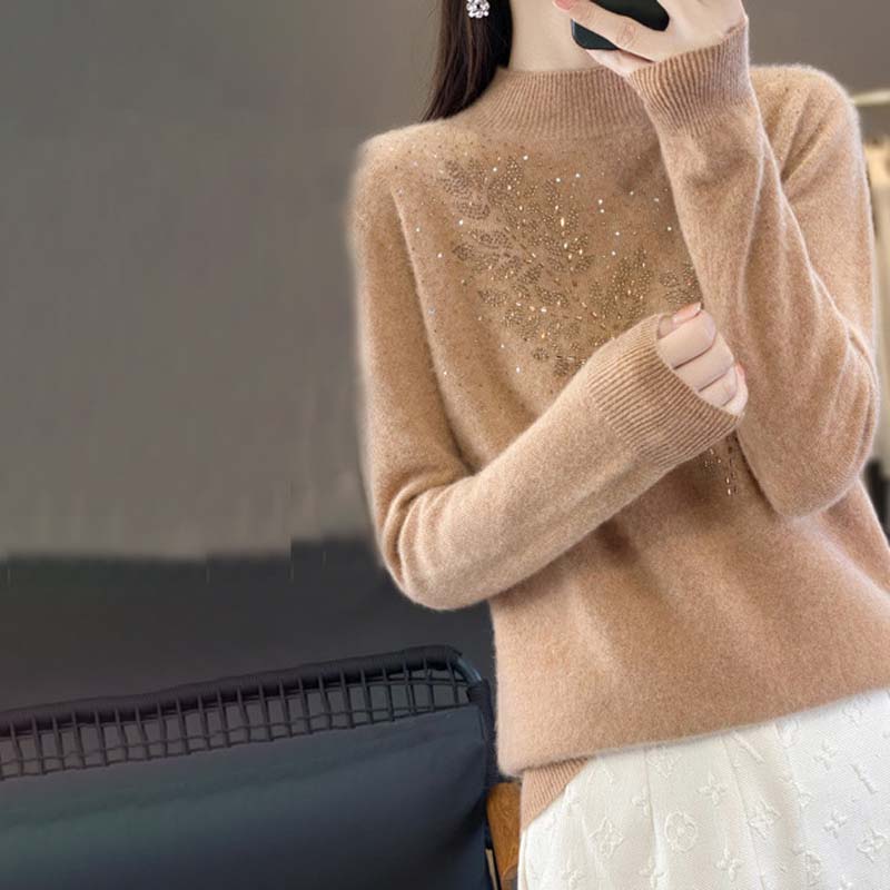 R&B | Strickpullover Mit Zartem Blättermuster