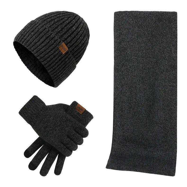 R&B - Lässiges Winterset mit Mütze, Schal und Handschuhen für Männer