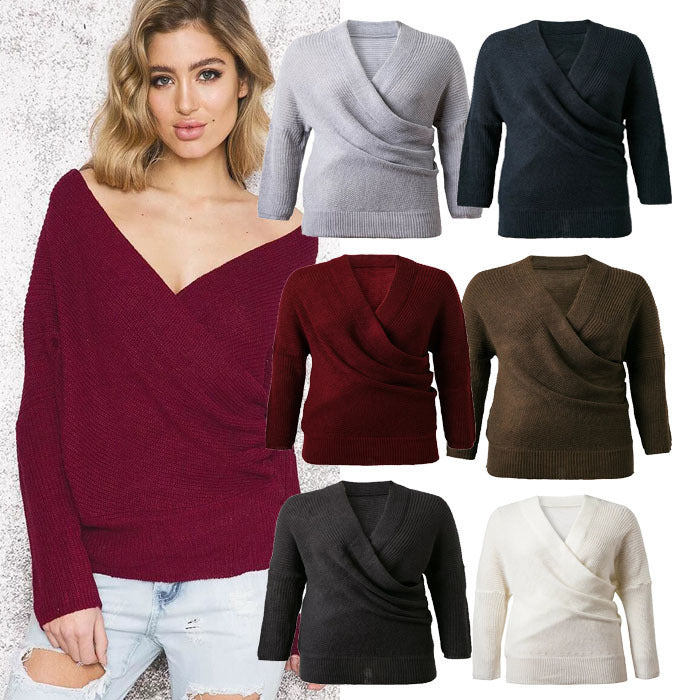 Damen Strickpullover mit schulterfreiem Design und lässigem Relaxed Fit