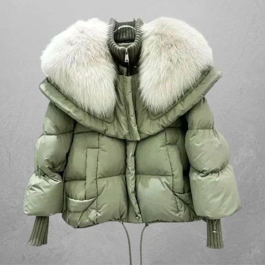 R&B | Warme, Wattierte Fell-Daunenjacke für Damen