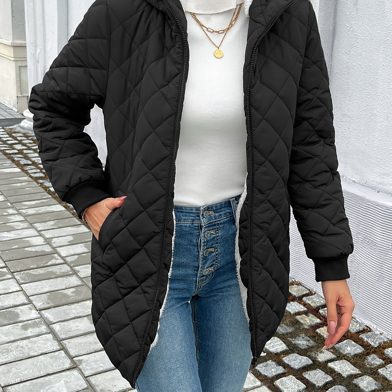 R&B | Steppjacke mit Reißverschluss und Gefälschtem Innenfutter