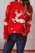 R&B | Weihnachtsmuster Gestrickter Rundhalsausschnitt Langarmpullover