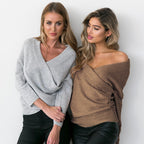 Damen Oversized Strickjacke mit Wickeldesign und lässigen Ärmeln