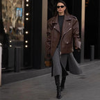 R&B | Moderne Damen Kurze Vegan-Leder-Look Jacke
