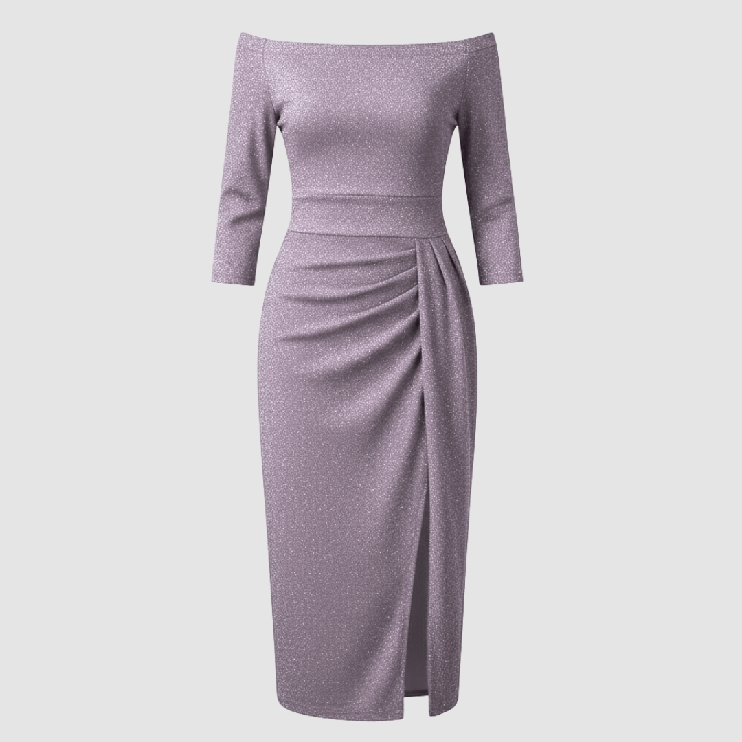 Elegantes Hochzeitsgast Kleid Off Shoulder Lang Satin | R&B