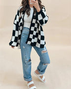 R&B | Übergroße Karierte Strickjacke