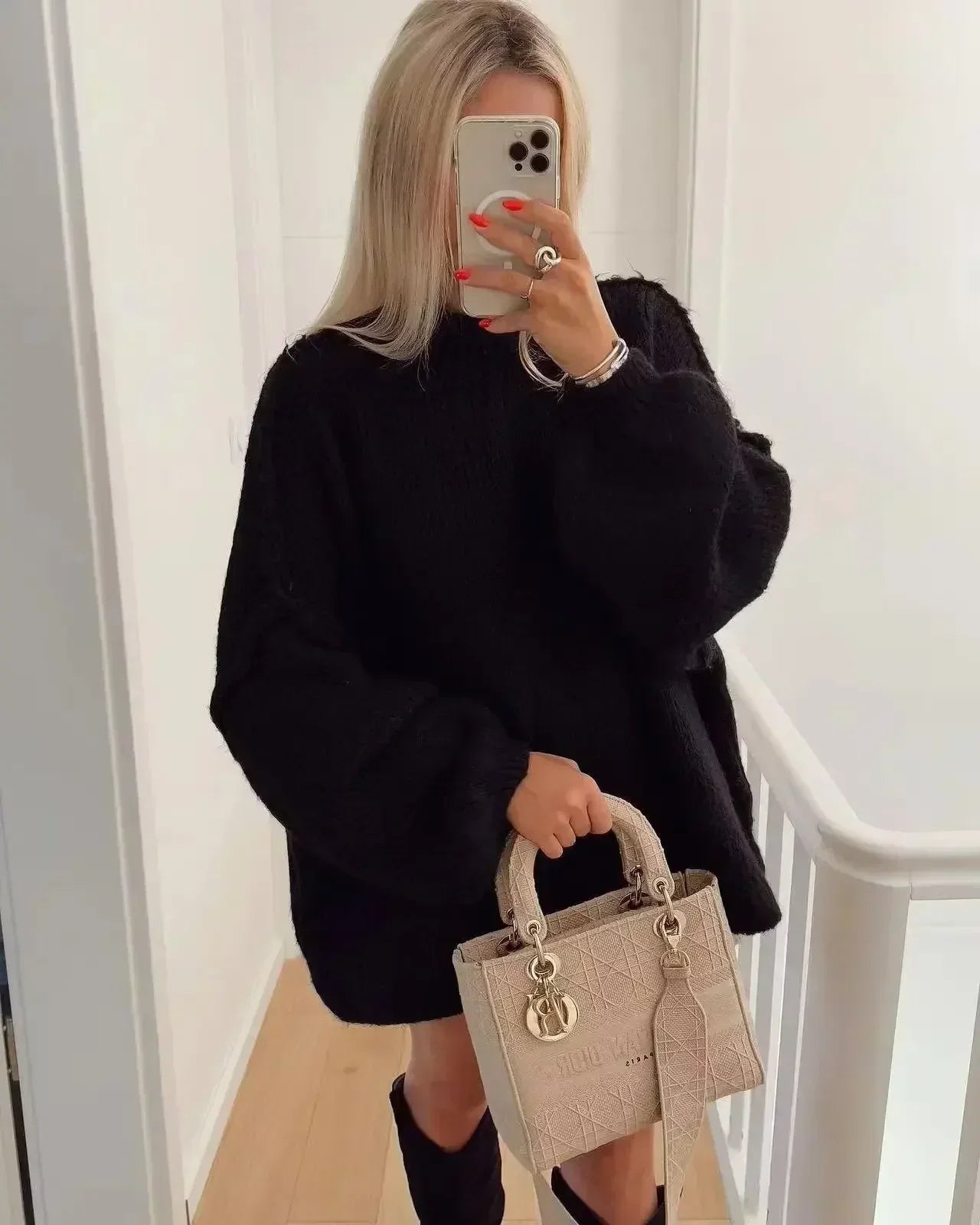 R&B | Strickpullover mit Rollkragen und stylischen Puffärmeln