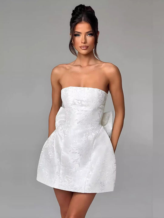 R&B | Temperament sexy Jacquard Tube Top Schleife Kleid