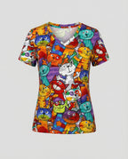 R&B | Bequemes T-Shirt Mit Buntem Katzenprint Für Damen