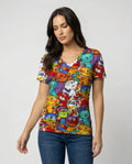 R&B | Bequemes T-Shirt Mit Buntem Katzenprint Für Damen