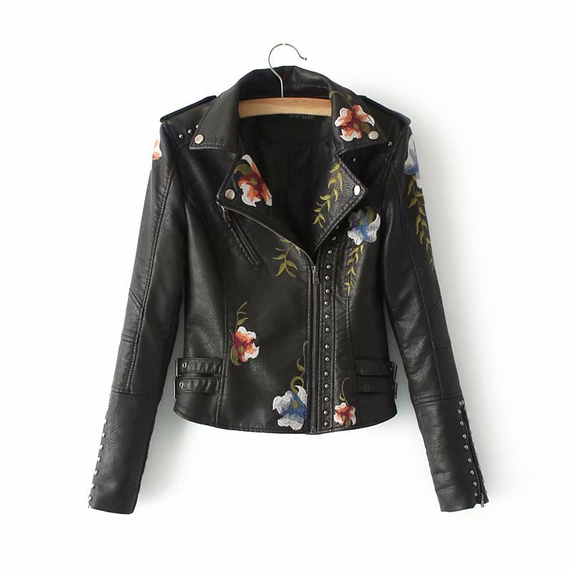 R&B | Bestickte Verziert Veganlederjacke