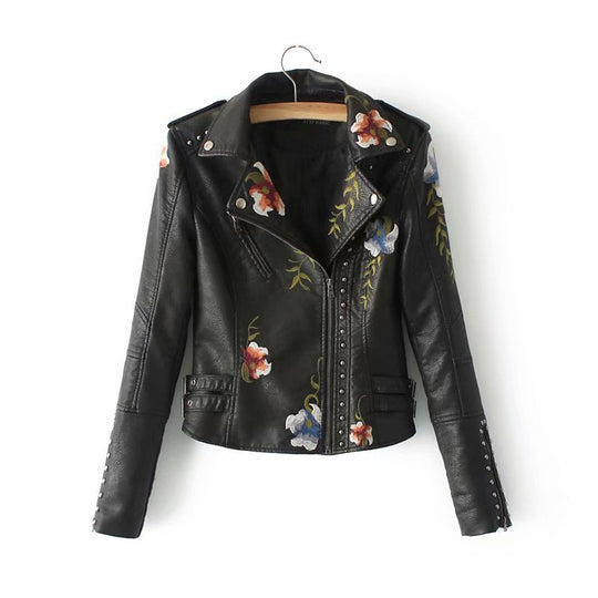 R&B | Bestickte Verziert Veganlederjacke