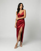 Damen Maxikleid mit tiefem Schlitz