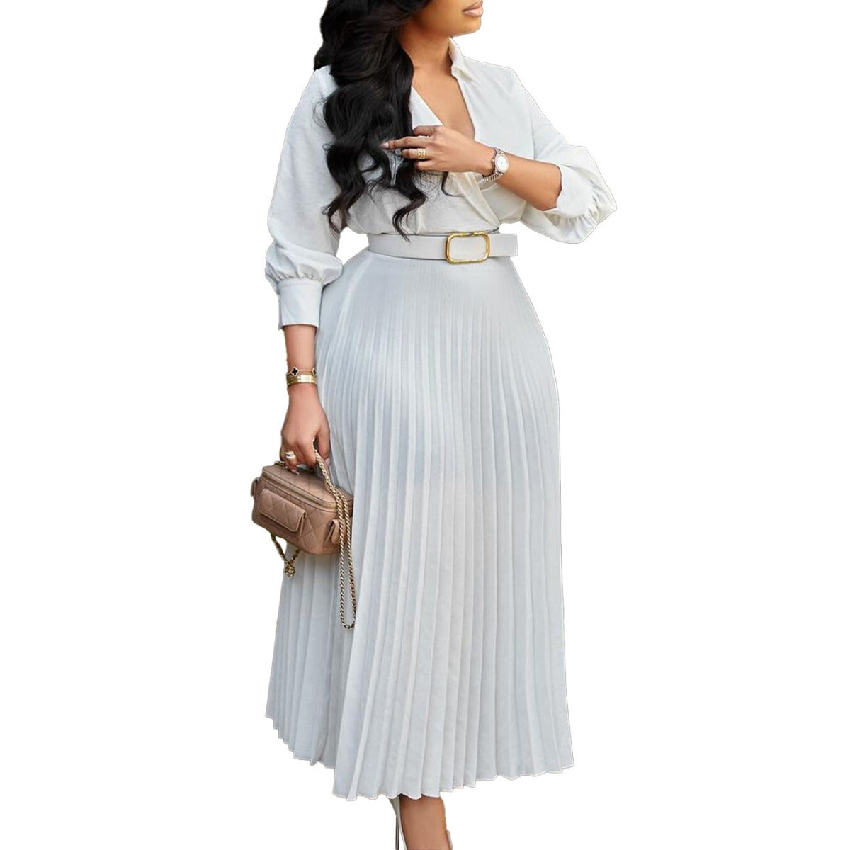 R&B | Women 's solide Farbe große Größe Kleid