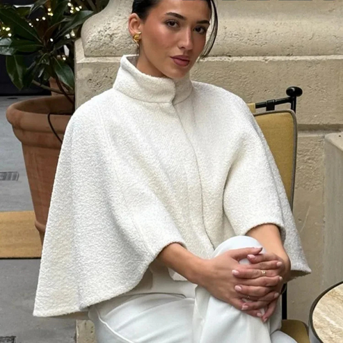 R&B | High Neck Cape Mantel Elegante a Linien Swing Jacke