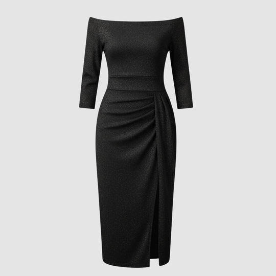 Elegantes Hochzeitsgast Kleid Off Shoulder Lang Satin | R&B