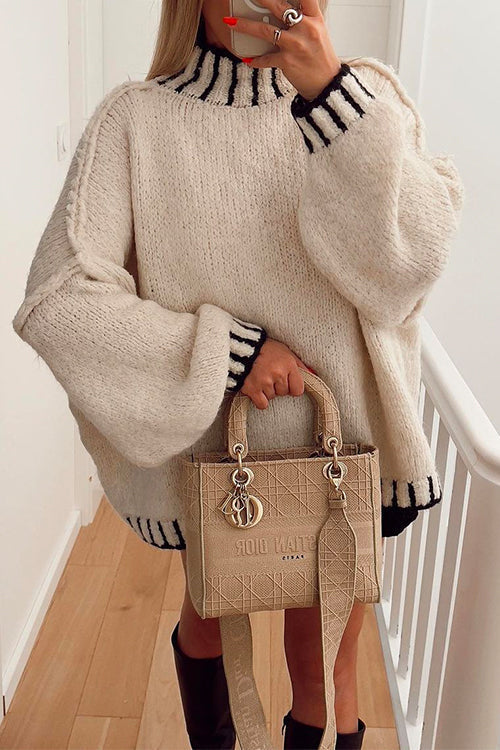 R&B | Gemütlicher Rollkragenpullover mit Farbblockmuster