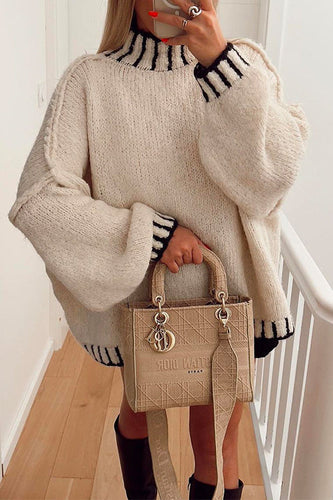 R&B | Gemütlicher Rollkragenpullover mit Farbblockmuster