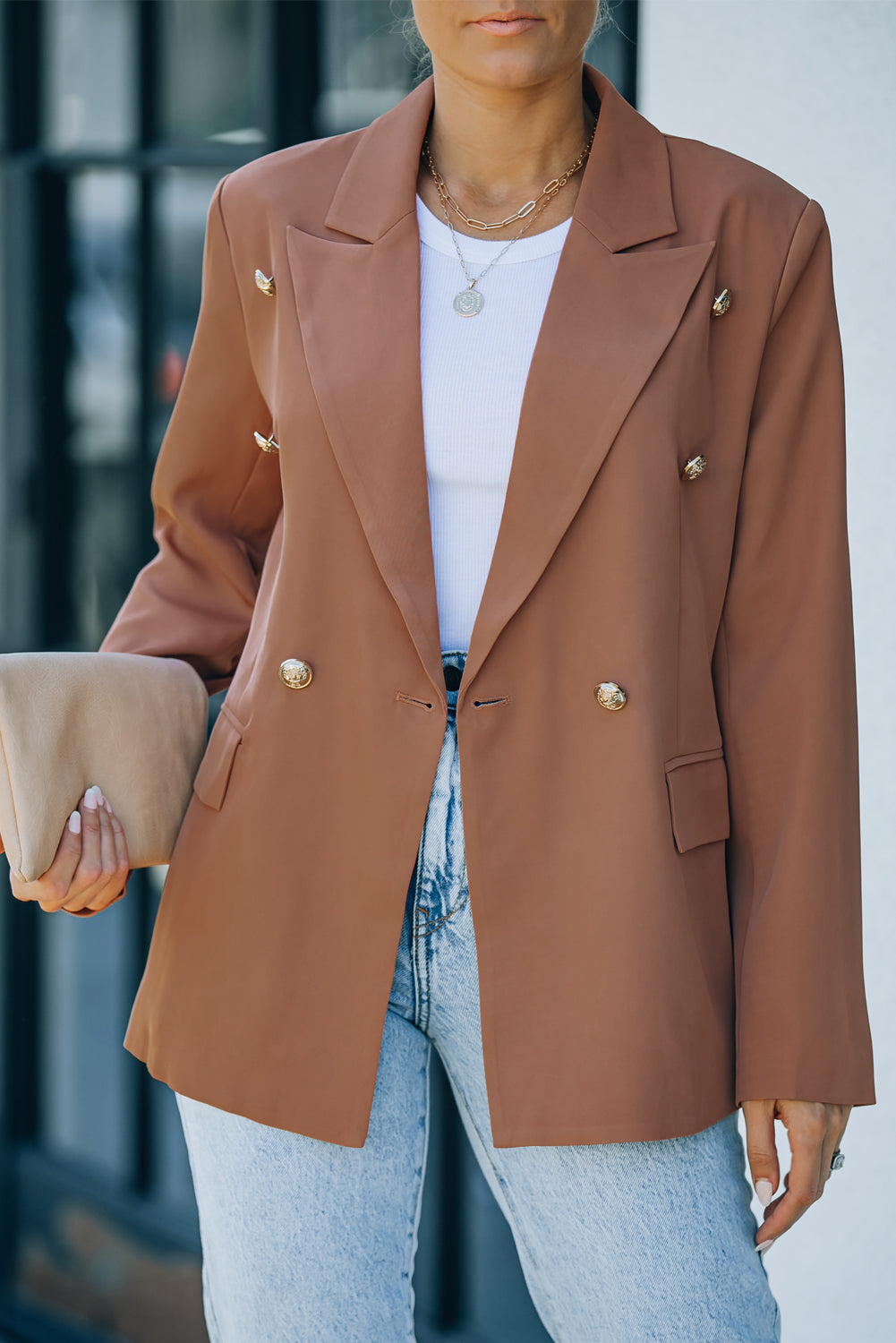 R&B | Doppelreiher-Reverskragen Langarm Blazer