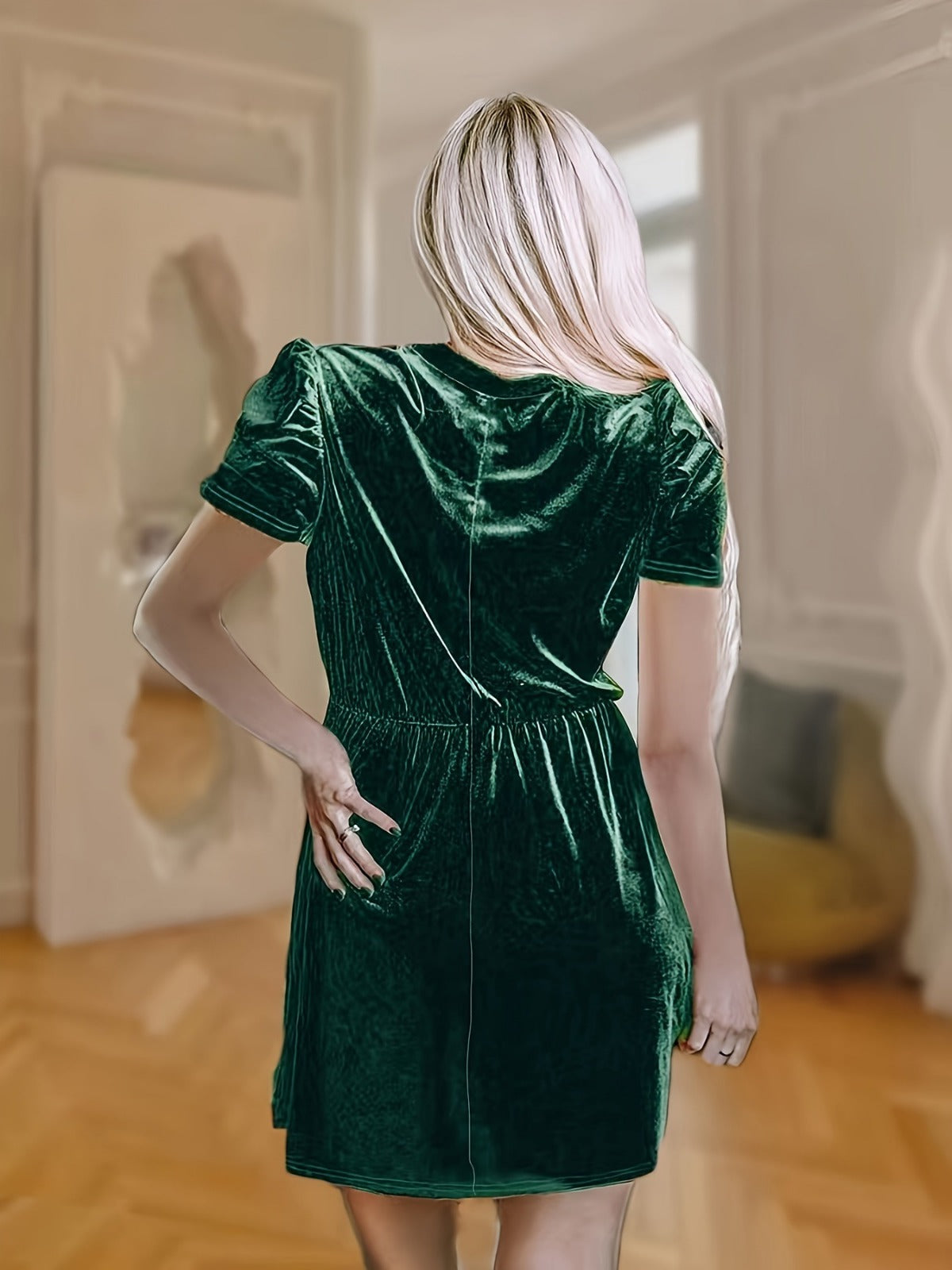 R&B | Einfarbiges Samtkleid