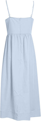 R&B | Midi Kleid Spaghettiträger Quadratischer Ausschnitt Ausgestellter Rock Elegante Passform