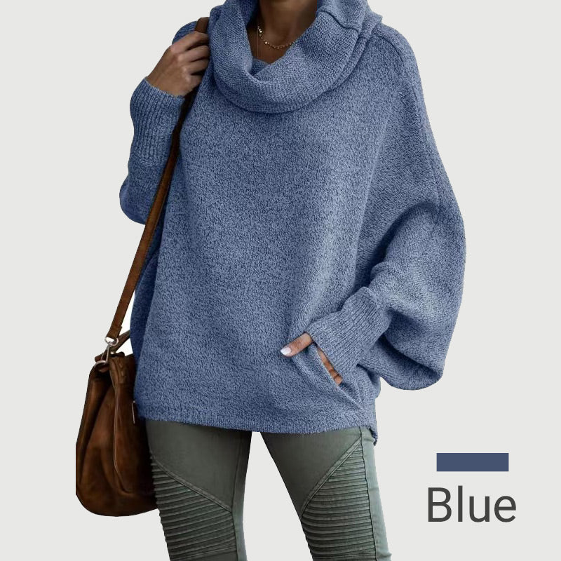 R&B | Gemütlicher Batwing-Pullover mit Wasserfallausschnitt und Taschen