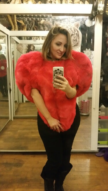 Damen Extravagante Kunstpelzbluse R&B