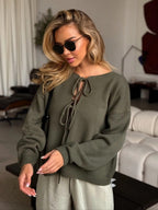 R&B | Stylischer Kurzer Cardigan mit Schnürung