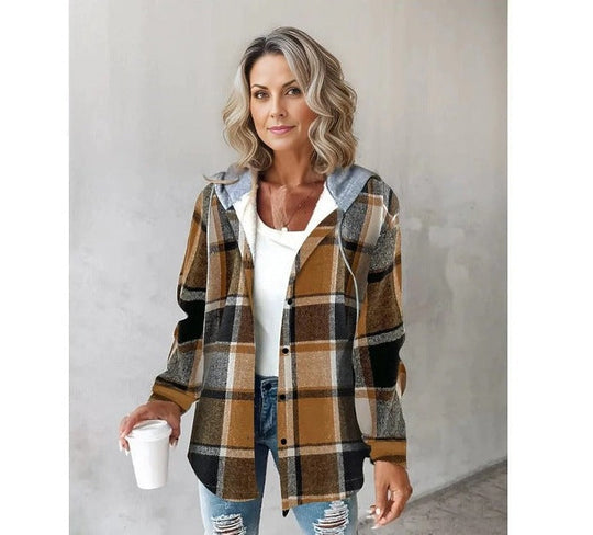 R&B | Gemütlicher Kariert Hoodie mit Kordelzug für Frauen