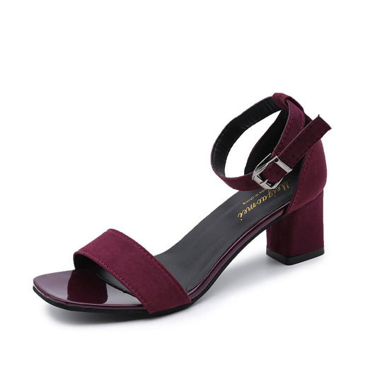 Damen eleganter Riemchen-Sandaletten mit robustem Blockabsatz und verstellbarem Fesselriemen R&B