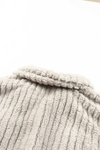Unifarbene Plüsch Fleece Jacke Mit Knopfleiste