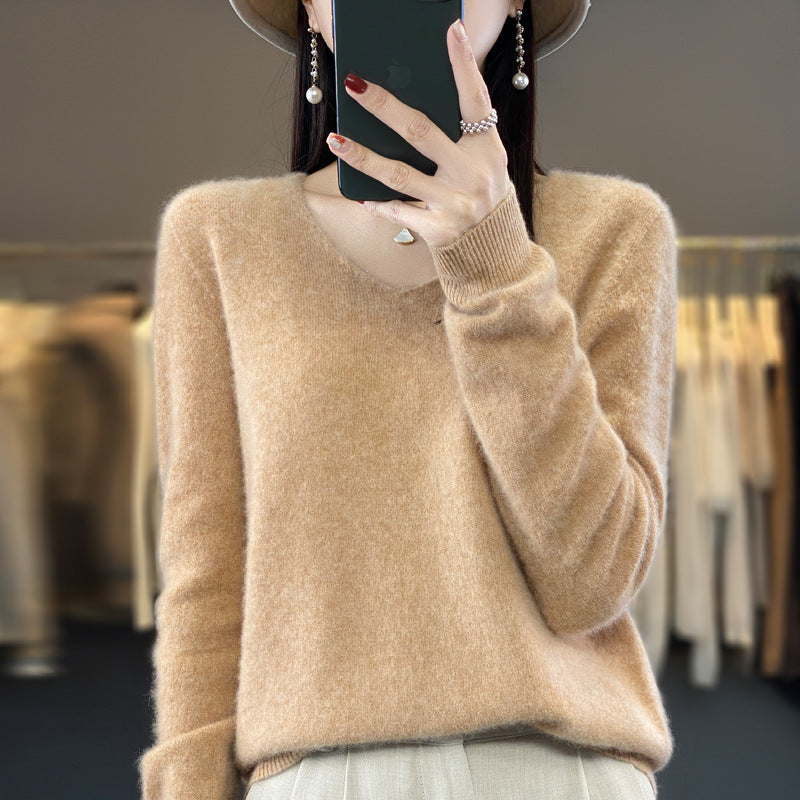 R&B | Lockerer Damenpullover mit V-Ausschnitt für Herbst und Winter