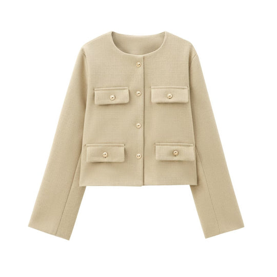 R&B | Hals Einfarbig Einreiher Jacke