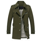 Herren modische Trenchcoat-Jacke mit eleganten Details und mehrfachen Taschen R&B