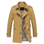 Herren modische Trenchcoat-Jacke mit eleganten Details und mehrfachen Taschen R&B