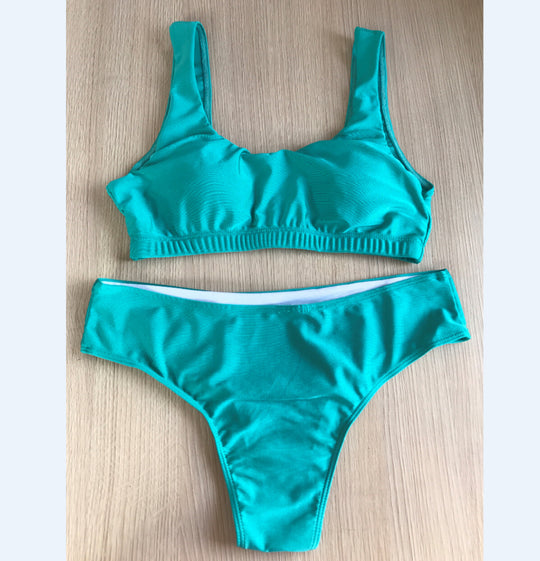 Damen Bikini-Set mit tiefem Hosenbund und breiten Trägern R&B