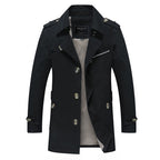 Herren modische Trenchcoat-Jacke mit eleganten Details und mehrfachen Taschen R&B