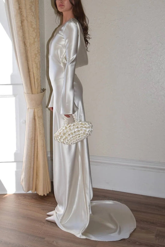 R&B | Pearl Eden Satin Rückwärtig Offene Cowl Neck Gown Maxi Kleid