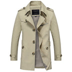 Herren modische Trenchcoat-Jacke mit eleganten Details und mehrfachen Taschen R&B