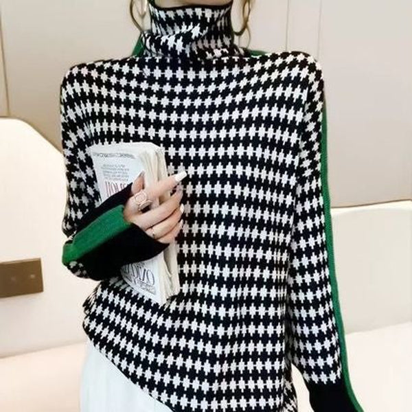 R&B | Eleganter Pullover mit schwarz-weißem Karomuster