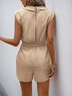 R&B | Kordelzug Tasche V-Ausschnitt einfarbig Jumpsuit Shorts