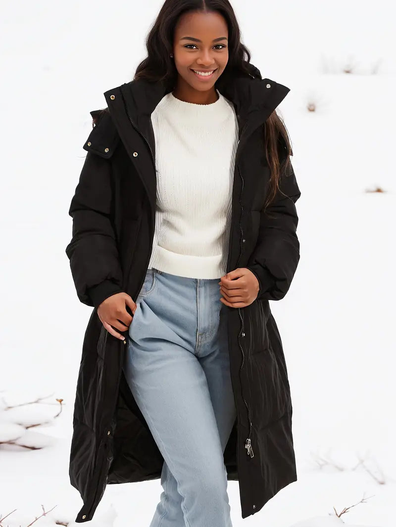 R&B | Lang mit Abnehmbarer Kapuze für Damen Ideal für Den Winter