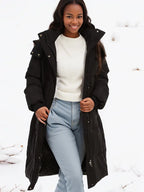 R&B | lange Winterjacke mit Kapuze für Damen – isolierend und bequem
