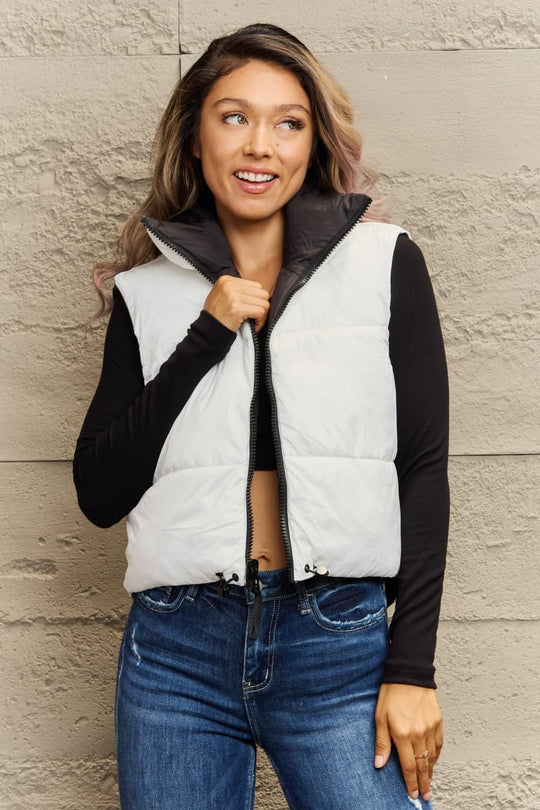 R&B | Zip-Up Drawstring Puffer Weste