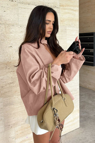 R&B | Stylische Wildlederjacke mit Stehkragen und Langen Ärmeln