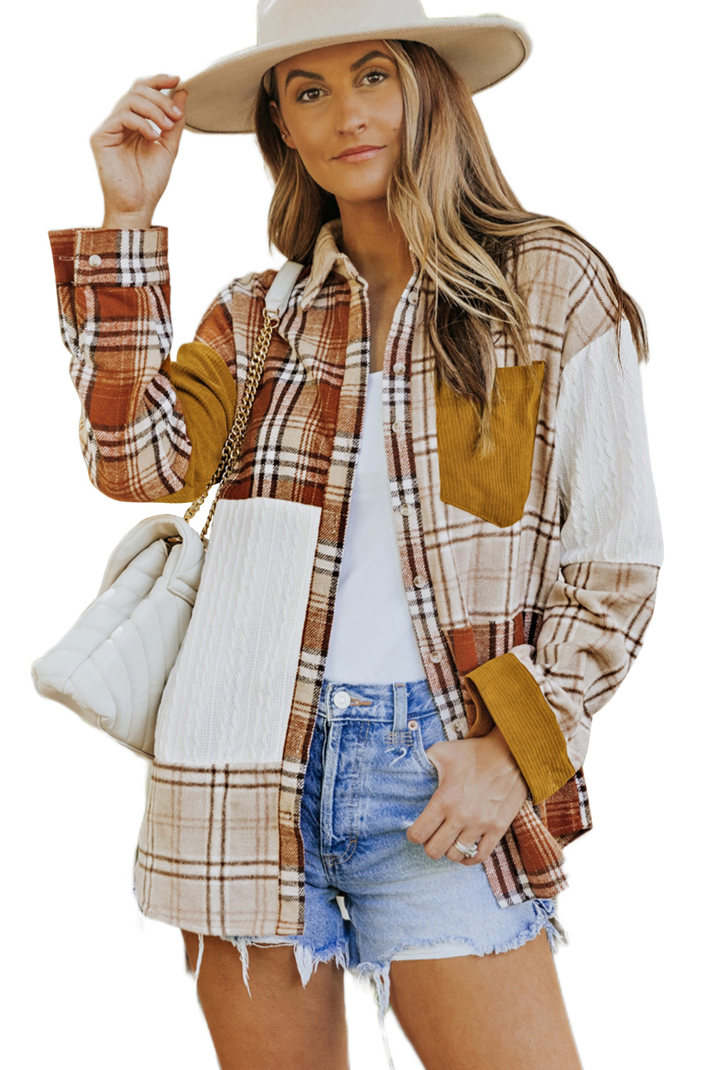 R&B | Gitterhemde mit Patchwork-details Baumwollmischung Perfekt für Layering