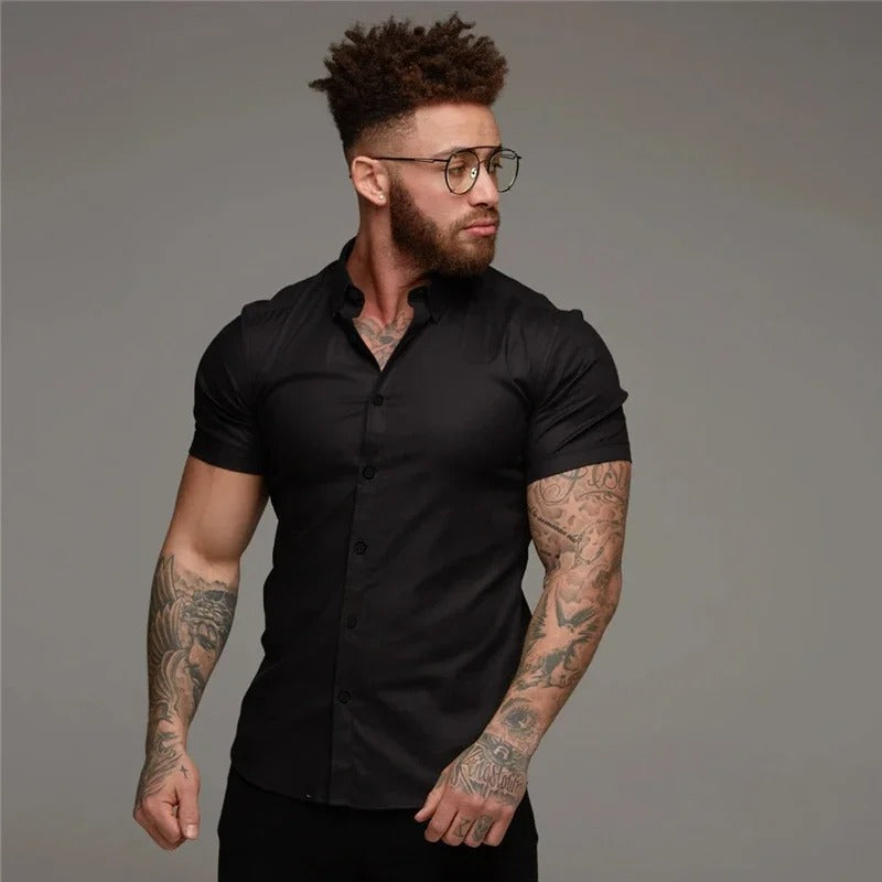 R&B | Schwarzes Leichtes Business Herrenhemd