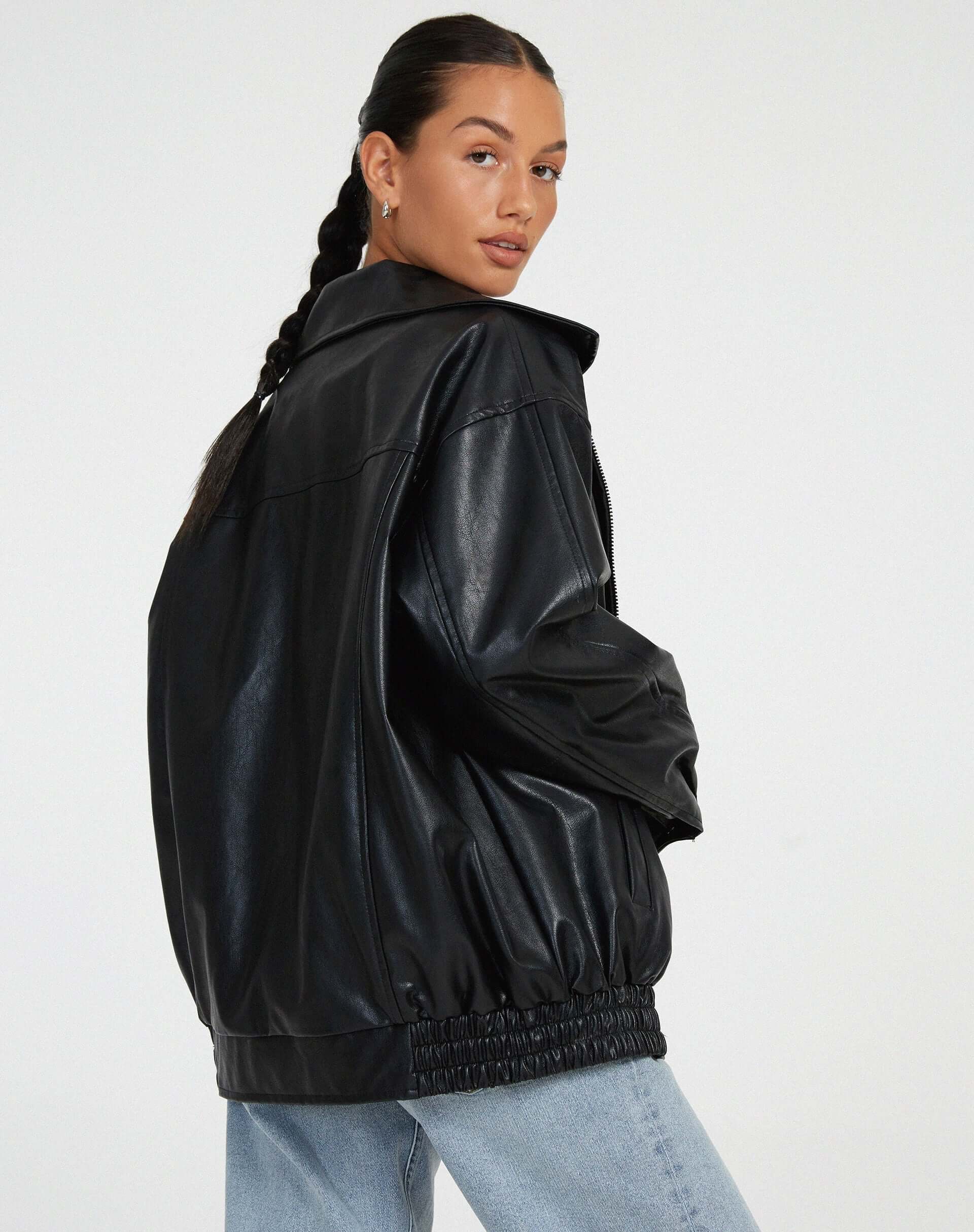 R&B | Übergroße Damen Kunstlederjacke