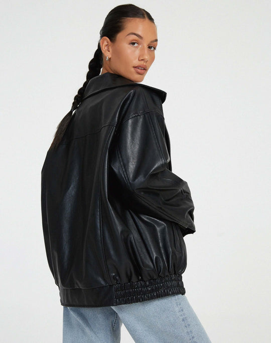 R&B | Übergroße Damen Kunstlederjacke