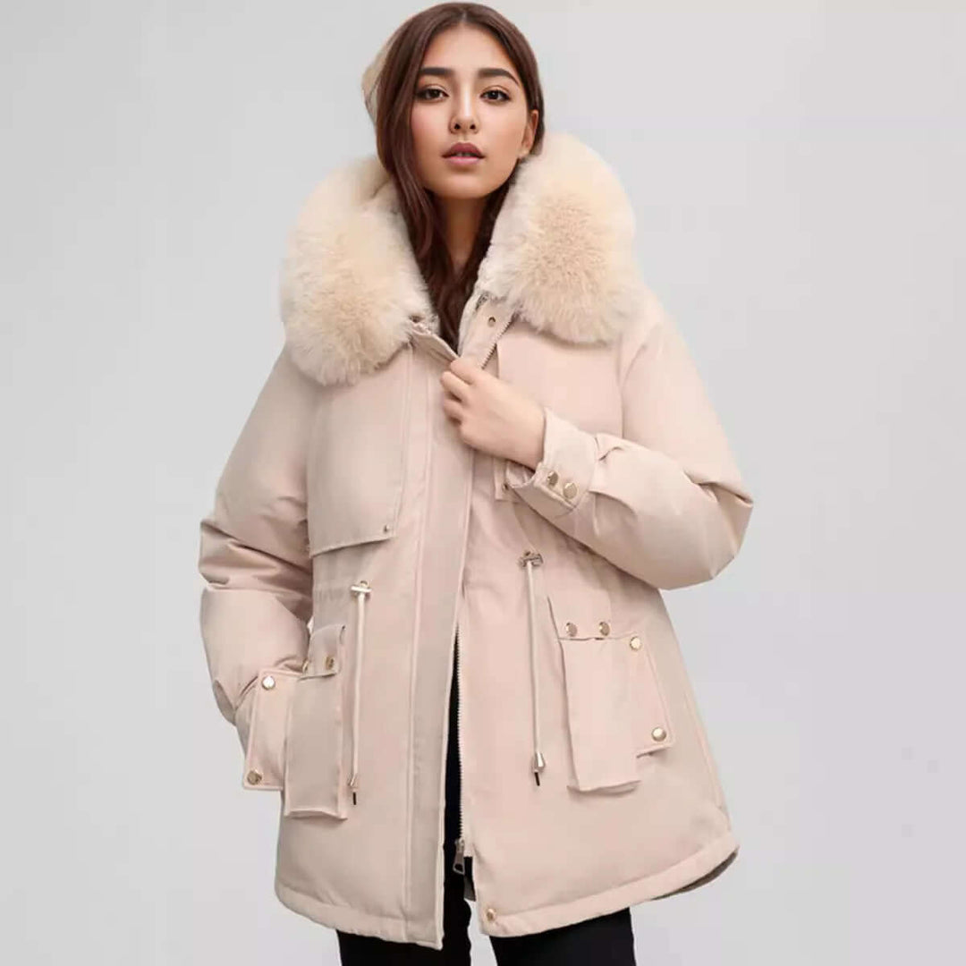 R&B | Damen Winter Kunstpelzkragen Mantel